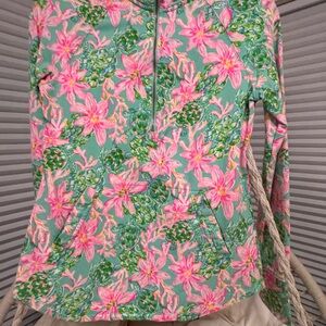 Lilly Pulitzer Floral Green and Pink Pullover